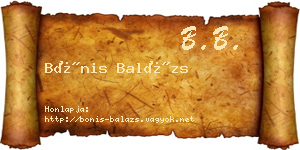 Bónis Balázs névjegykártya